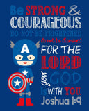 Superhero Christian Nursery Decor Art Print Set of 4 -Batman, Captain America, Spider-Man and Hulk