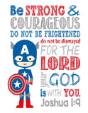Superhero Christian Nursery Set of 4 Prints Captain America, Iron Man, Thor and Hulk