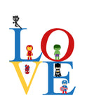 Superhero Rules Nursery Decor Set of 4 Prints - Love, Captain America, Batman