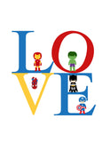 Superhero Rules Nursery Decor Set of 4 Prints - Love, Black Panther, Batman, Superhero Rules