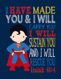 Superhero Christian Nursery Set of 4 Prints Featuring Batman, Captain America, Superman and Hulk