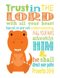 Dinosaur Inspirational Nursery Decor Set of 4 Prints - Tyrannosaurus Rex, Diplodocus, Stegosaurus and Triceratops