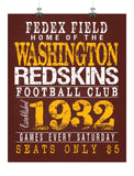 Classic Football Washington Stadium Vintage Ticket Poster Print