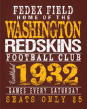 Classic Football Washington Stadium Vintage Ticket Poster Print
