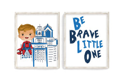 Spiderman Be Brave Little One Baby Superhero Kids Nursery Little Boys Room Decor Set of 2 Unframed Prints
