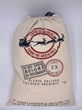 Personalized Santa Sack in Natural Canvas with Santa's Sleigh From the North Pole Presents Bag