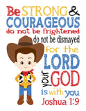 Toy Story Christian Nursery Decor Set of 4 Unframed Prints, Woody, Buzz Lightyear, Slinky Dog and Alien