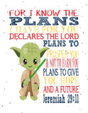 Star Wars Nursery Decor Art Print Set of 4 - Luke Skywalker, Chewbacca, C3PO and Yoda