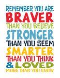 You are Braver, Stronger, Smarter Monster Truck Nursery  Decor Set of 3 Unframed Prints