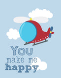 Aviation Travel Nursery Art Set of 4 Prints - You Are My Sunshine