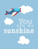 Aviation Travel Nursery Art Set of 4 Prints - You Are My Sunshine