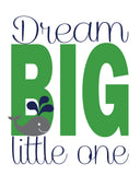 Nautical Nursery Decor Set of 4 Art Prints in Navy and Green, Dream Big Little One