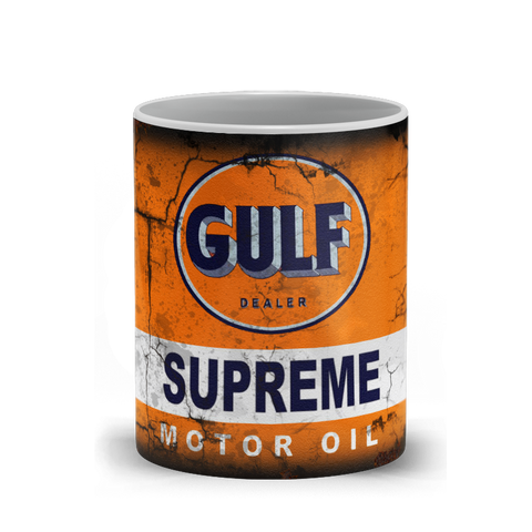 Gulf Supreme Motor Oil Vintage Distressed Retro Cool Mug