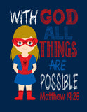 Christian Superhero Nursery Decor Art Print Set of 2 - Hulk girl and Spider girl