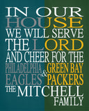 A House Divided - Philadelphia Eagles & Green Bay Packers Personalized Family Name Christian Print