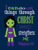 Christian Superhero Nursery Decor Art Print Set of 2 - Hulk girl and Spider girl