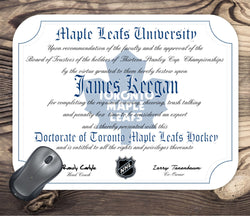 Toronto Maple Leafs Ultimate Hockey Fan Personalized Diploma Mouse Pad