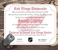 Detroit Red Wings Ultimate Hockey Fan Personalized Diploma Mouse Pad