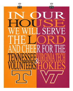 A House Divided - Tennessee Volunteers & Virginia Tech Hokies - Christian Sports Print