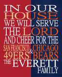A House Divided - San Francisco 49ers & Chicago Bears Personalized Family Name Christian Print