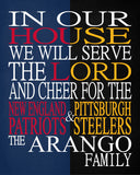 A House Divided New England Patriots & Pittsburgh Steelers Personalized Christian Print