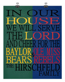 A House Divided - Baylor Bears & Ole Miss Rebels Personalized Family Name Christian Print