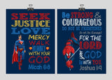 Christian Superhero Nursery Decor Art Print Set of 2 Superman and Spiderman