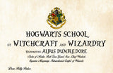 Instant Download Personalized Acceptance Letter Hogwarts School of Witchcraft and Wizardry Printable