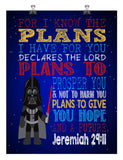 Darth Vader Christian Star Wars Nursery Decor Art Print - For I Know The Plans I Have For You, Jeremiah 29:11