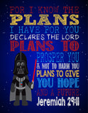 Darth Vader Christian Star Wars Nursery Decor Art Print - For I Know The Plans I Have For You, Jeremiah 29:11
