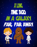 Star Wars inspired nursery decor art print - A Long Time Ago In A Galaxy Far Far Away -  Multiple Sizes