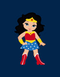 Wonder Woman Superhero Art Print Set of 4 - Though She be but Little She is Fierce Nursery Decor