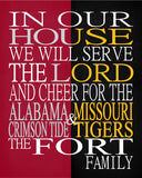 A House Divided - Alabama Crimson Tide and Missouri Tigers Personalized Family Name Christian Print