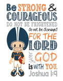 Personalized Chicago Bears Christian Sports Nursery Decor Print - Be Strong and Courageous Joshua 1:9