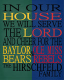 A House Divided - Baylor Bears & Ole Miss Rebels Personalized Family Name Christian Print