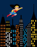 Wonder Woman Superhero Art Print Set of 4 - Though She be but Little She is Fierce Nursery Decor