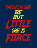 Wonder Woman Superhero Art Print Set of 4 - Though She be but Little She is Fierce Nursery Decor