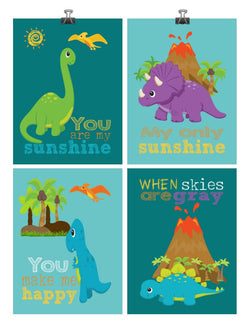 Dinosaur Nursery Decor Set of 4 - You are my sunshine my only sunshine - Multiple Sizes