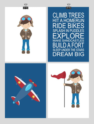 Aviation Nursery Art Print Set of 4 - Multiple Sizes