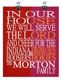 A House Divided - Indiana Hoosiers & Virginia Tech Hokies Personalized Family Name Christian Print