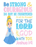 Princess Christian Nursery Decor Set of 4 Prints, Cinderella, Jasmine, Belle, Mulan with Bible Verses