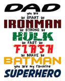 Dad You Are My Favorite Superhero Unframed Print Great gift for Father's Day Multiple Sizes Available