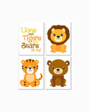 Lions and Tigers and Bears Oh My Quote Nursery Decor Set of 4 Unframed Prints