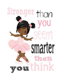 African American Ballerina Nursery Decor Set of 4 Unframed Prints Promise Me You will Always Remember Braver, Stronger, Smarter in Pink