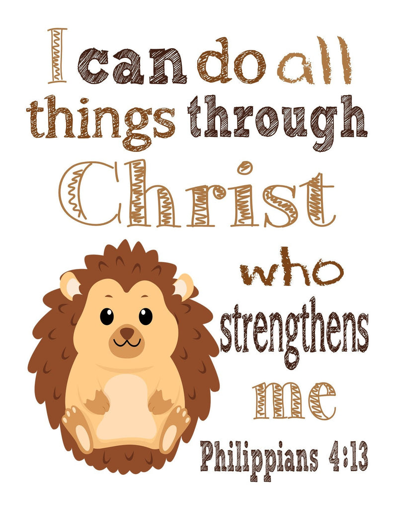 Woodland Christian Bible Verses Quotes Nursery Kids Room Unframed Hang ...