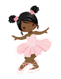 African American Ballerinas in Pink Nursery Kids Room Wall Art Set of 4 Unframed Prints