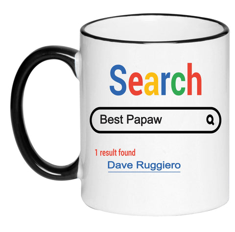 Best Papaw Personalized Fathers Day Coffee Cup, Gift for Him, Black and White 11 Ounce Ceramic Mug