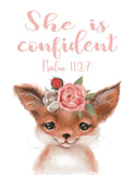 Woodland Christian Nursery Set of 4 Unframed Watercolor Prints, Bear, Fox, Hedgehog, and Raccoon with Bible Verses