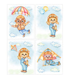Watercolor Bear Adventures Nursery Decor Set of 4 Unframed Prints - Hang Glider, Kite and Parachute