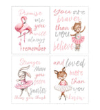 Ballerina Animals Nursery Decor Set of 4 Unframed Prints Promise Me You will Always Remember You are Loved - Flamingo, Bear Deer and Bunny